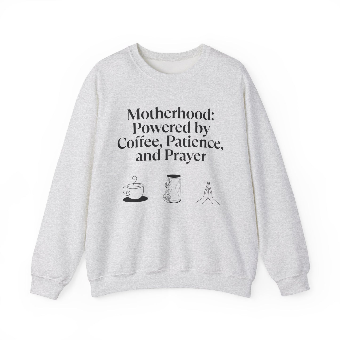Cozy Mom Sweatshirt: Powered by Coffee, Patience & Prayer