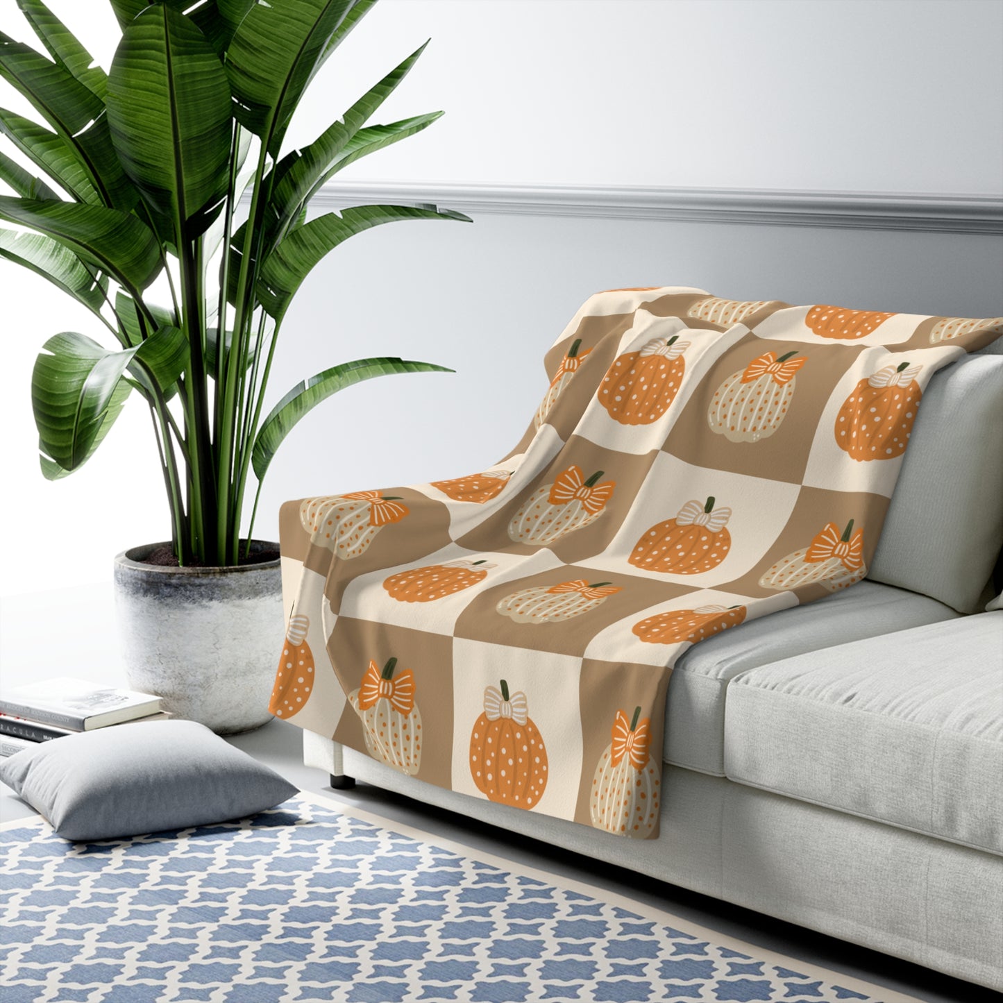 Cozy Pumpkin Sherpa Fleece Blanket