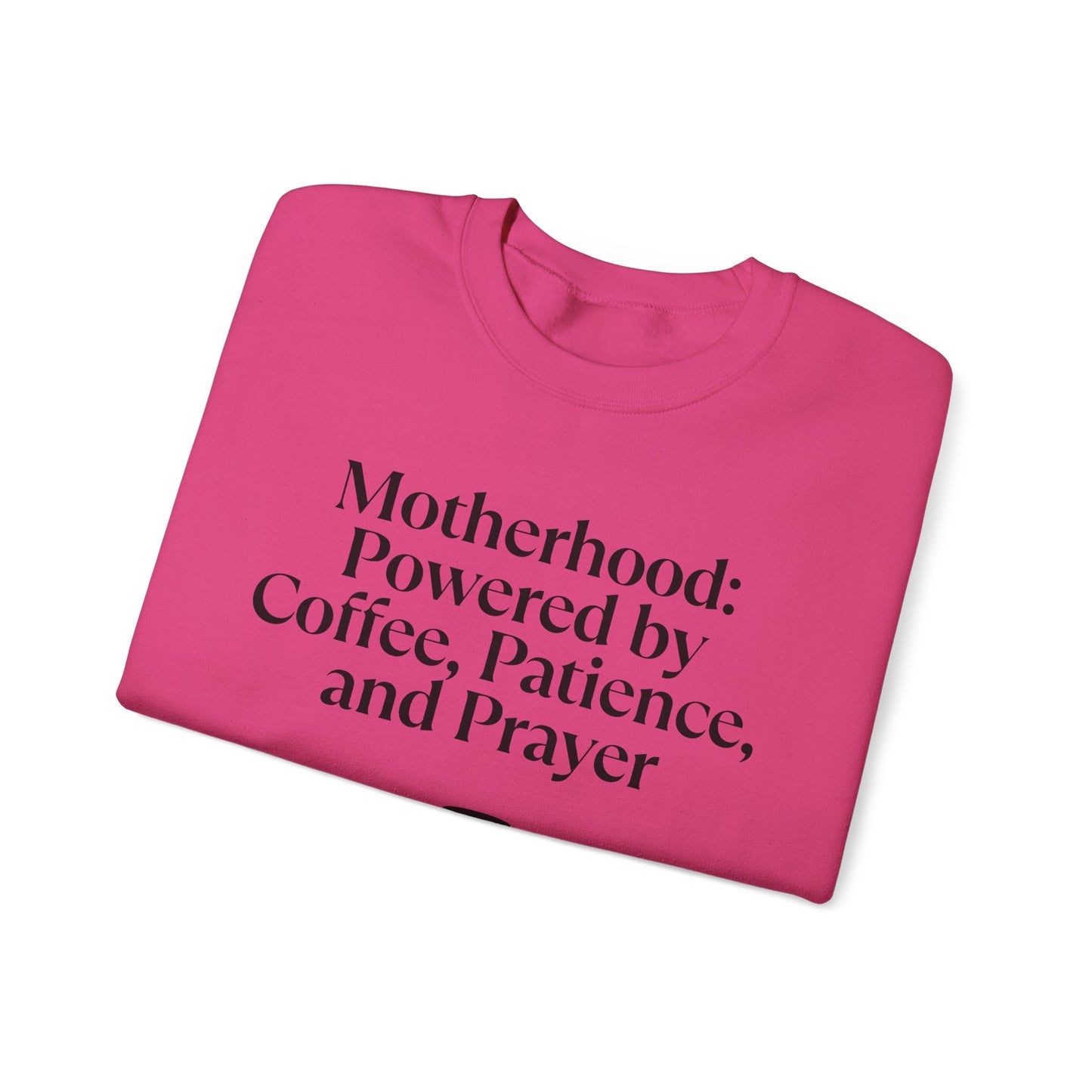 Cozy Mom Sweatshirt: Powered by Coffee, Patience & Prayer