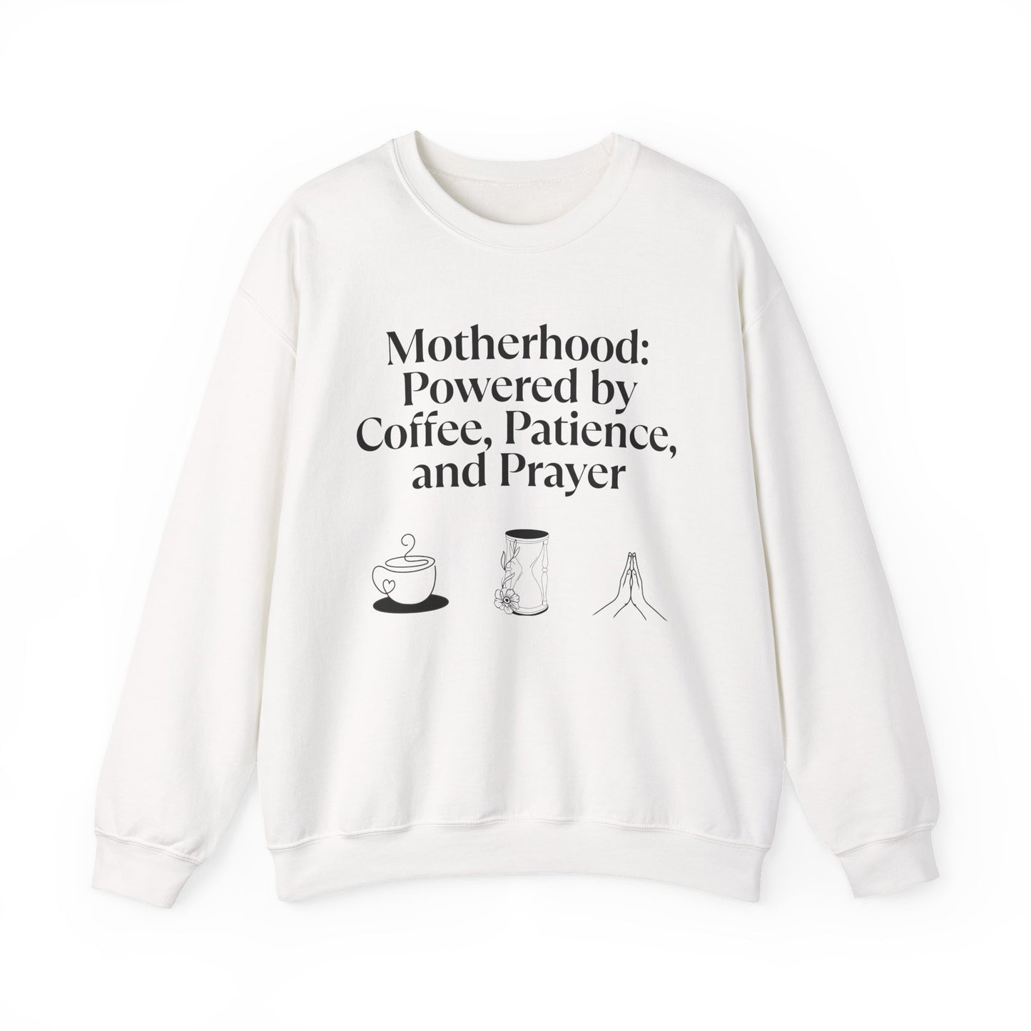 Cozy Mom Sweatshirt: Powered by Coffee, Patience & Prayer