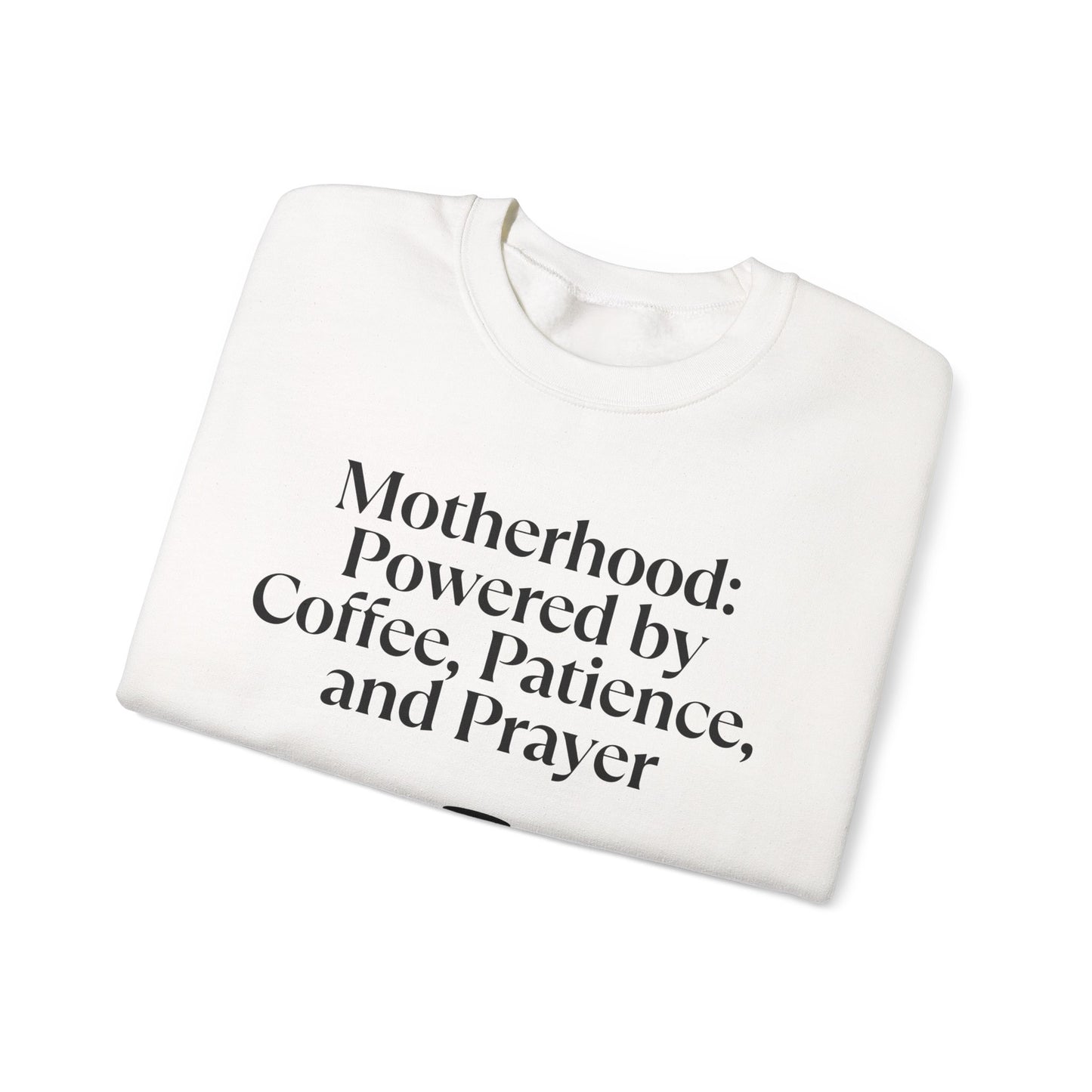 Cozy Mom Sweatshirt: Powered by Coffee, Patience & Prayer