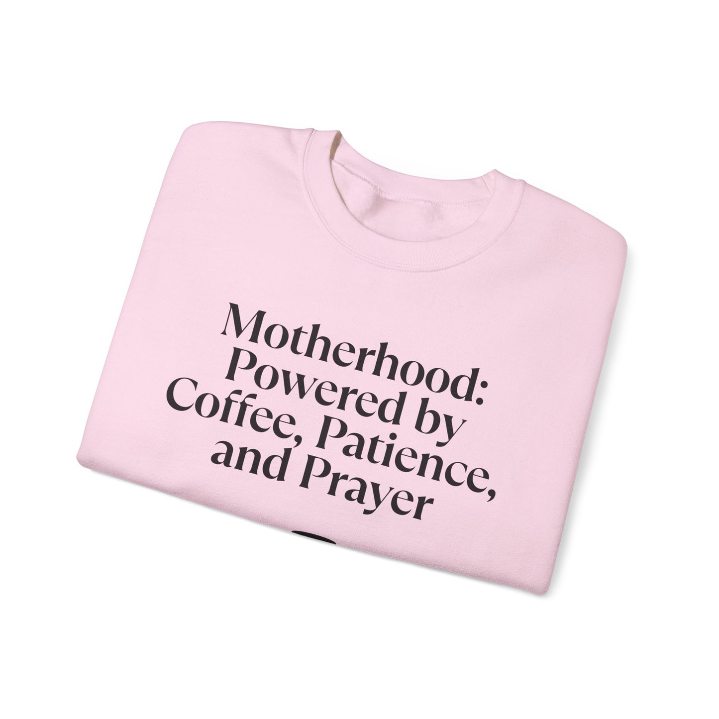 Cozy Mom Sweatshirt: Powered by Coffee, Patience & Prayer