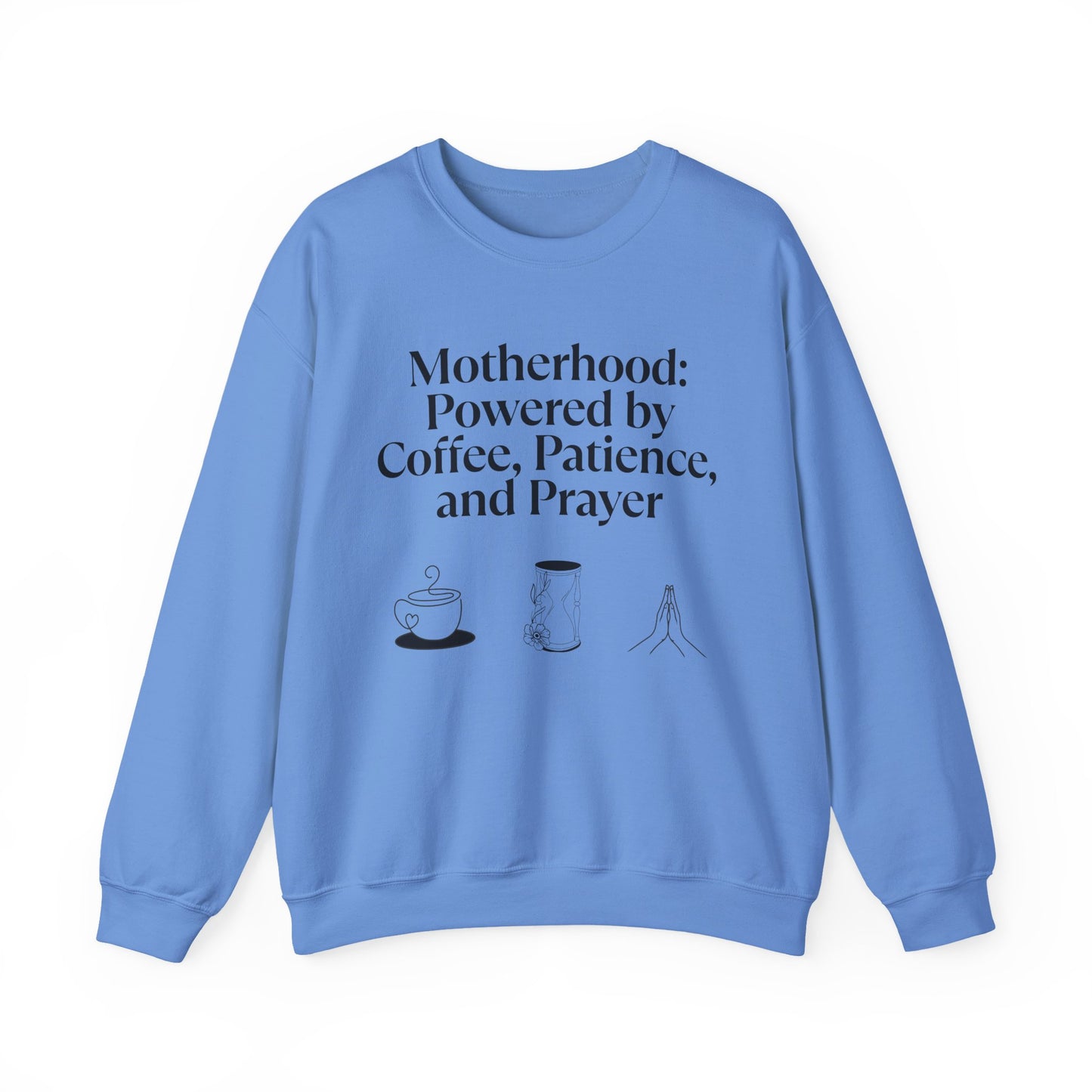 Cozy Mom Sweatshirt: Powered by Coffee, Patience & Prayer