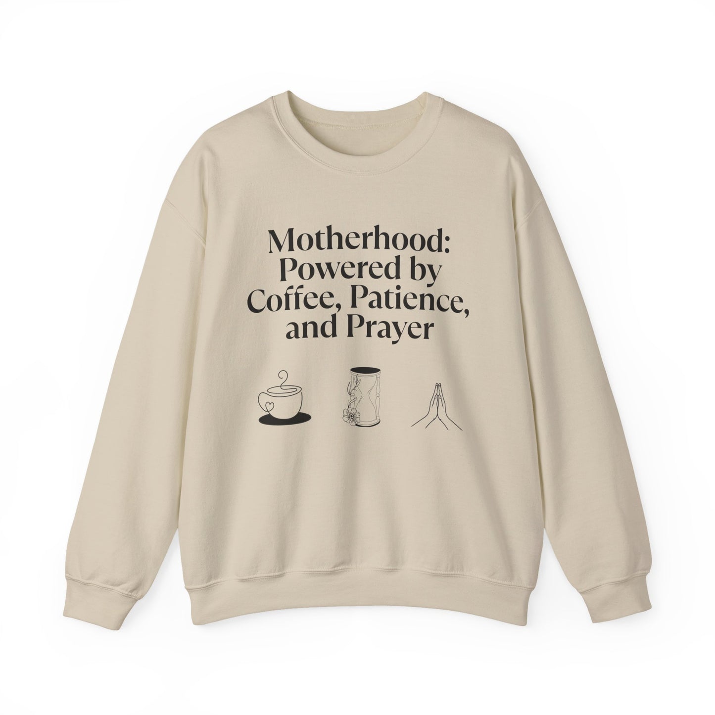 Cozy Mom Sweatshirt: Powered by Coffee, Patience & Prayer