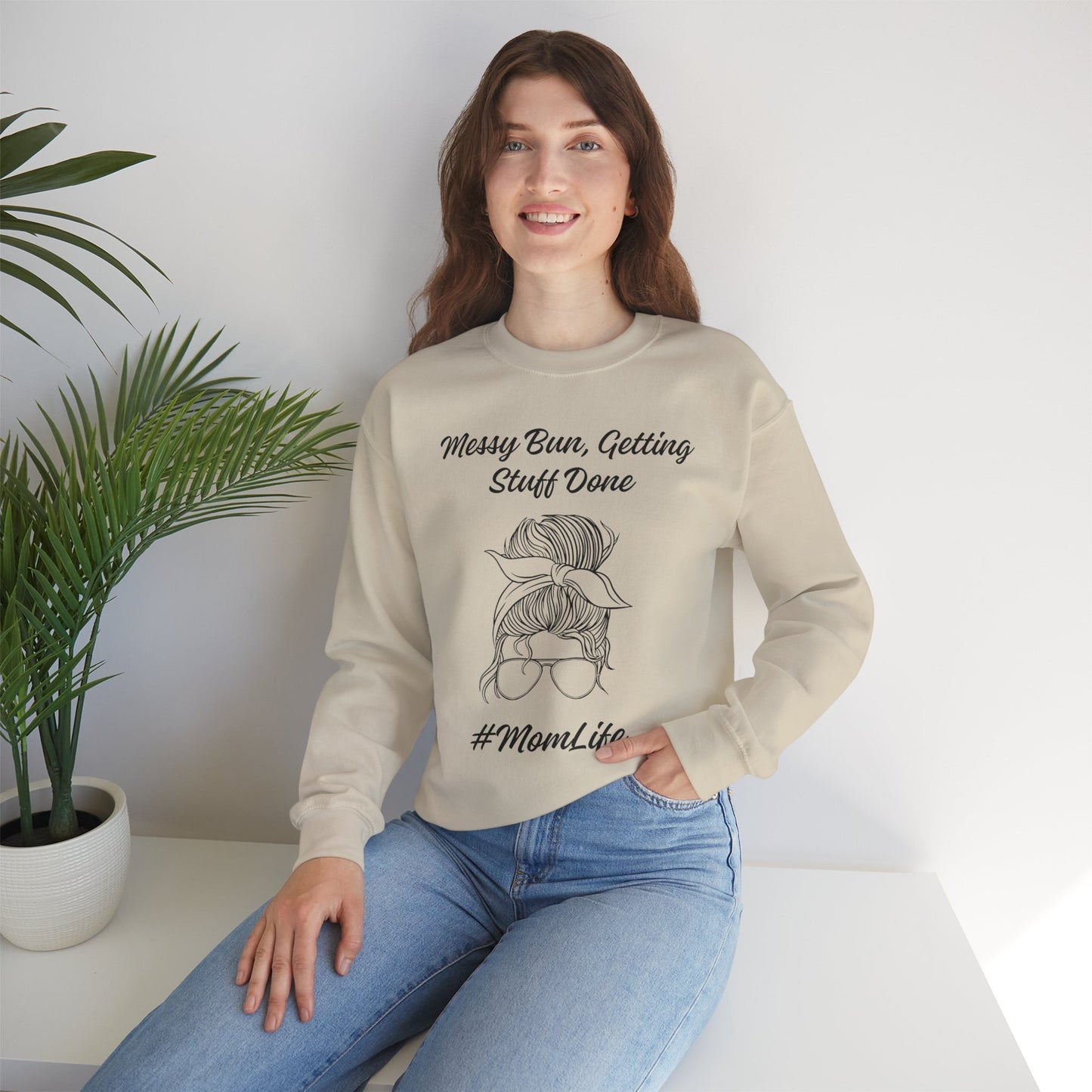 Messy Bun Mom Life Crewneck Sweatshirt
