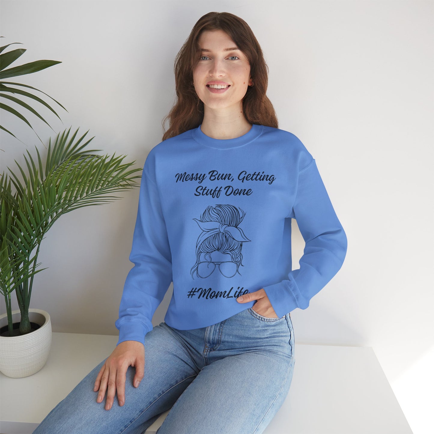 Messy Bun Mom Life Crewneck Sweatshirt