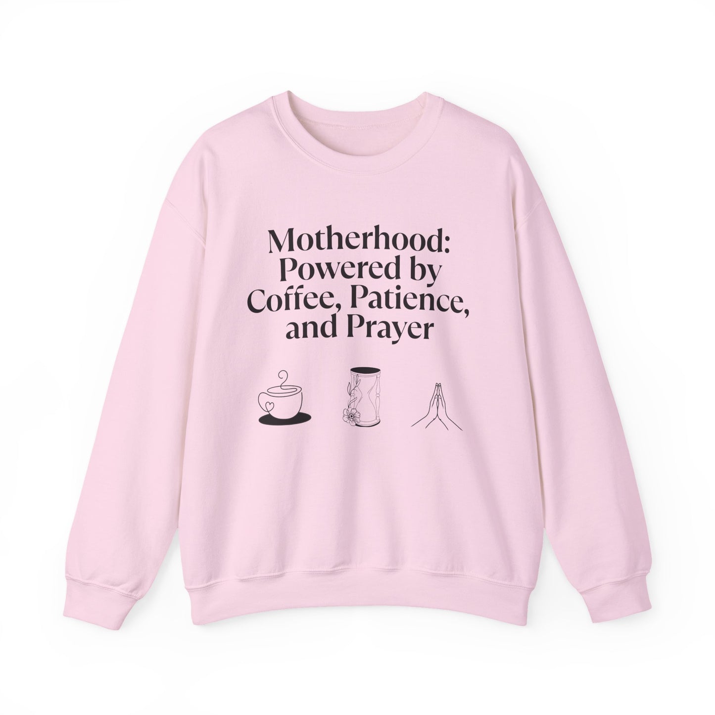 Cozy Mom Sweatshirt: Powered by Coffee, Patience & Prayer