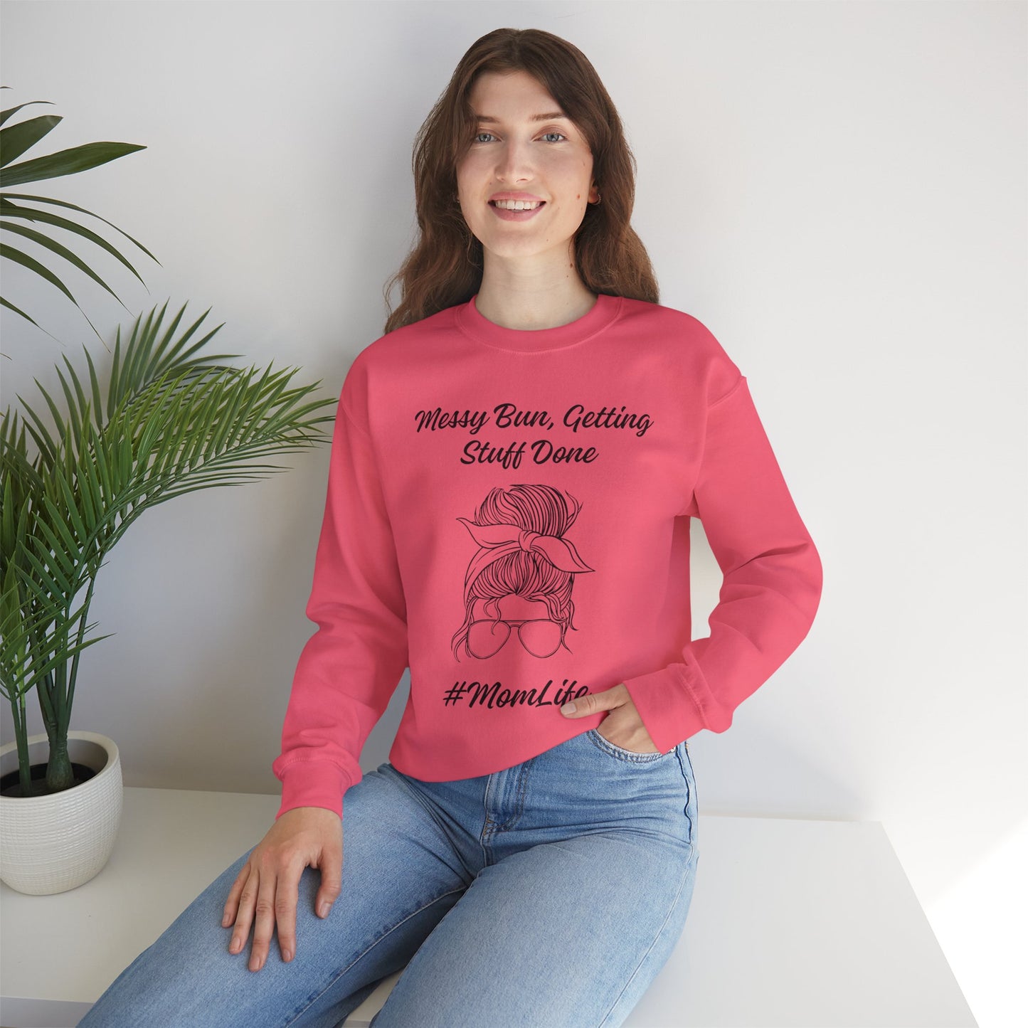 Messy Bun Mom Life Crewneck Sweatshirt
