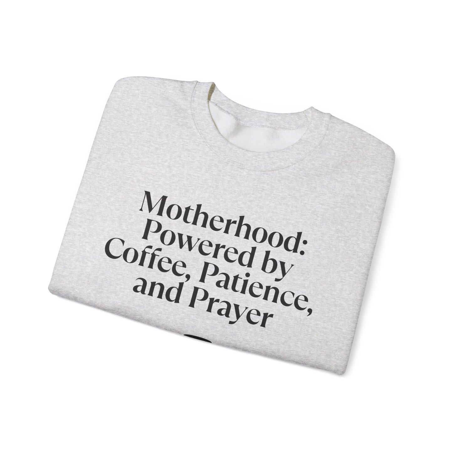 Cozy Mom Sweatshirt: Powered by Coffee, Patience & Prayer