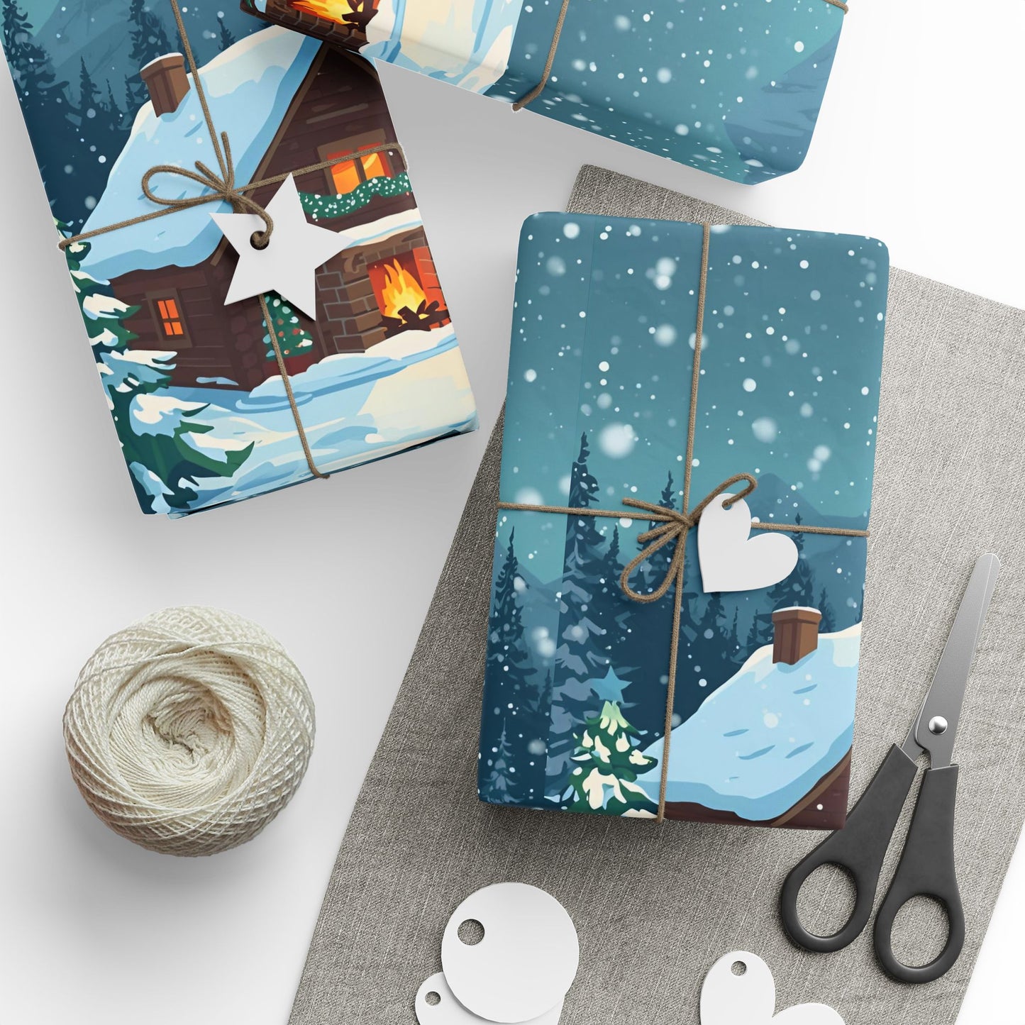 Snowy Cabin wrapping paper