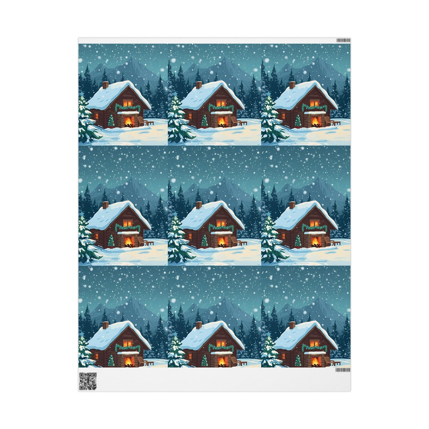 Snowy Cabin wrapping paper