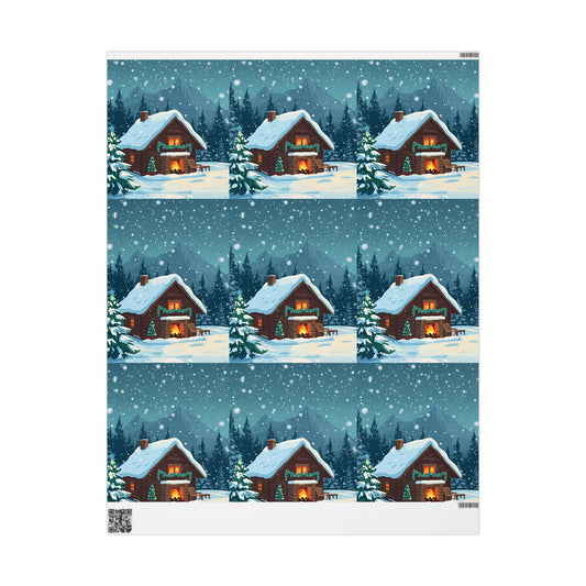 Snowy Cabin wrapping paper