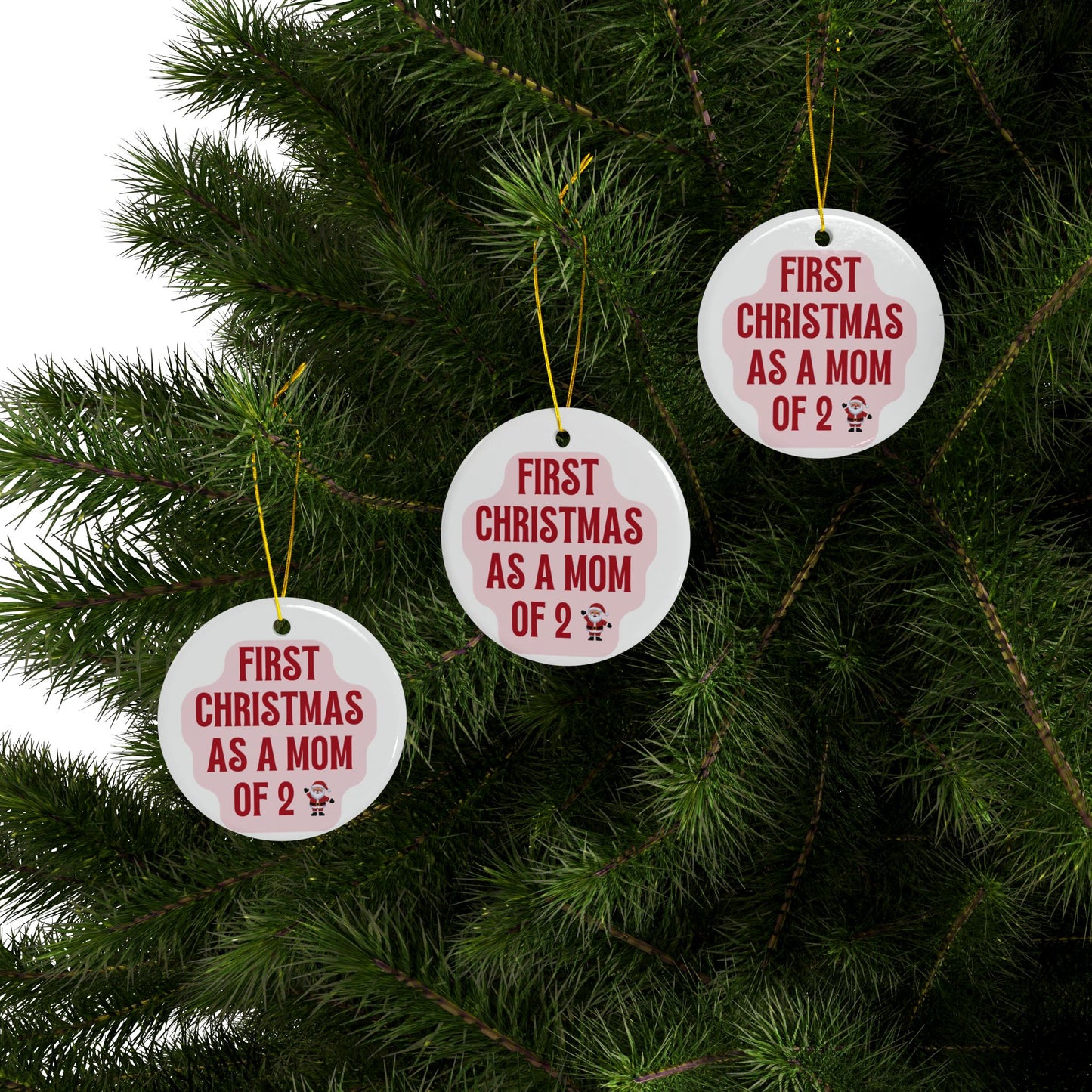 First Christmas as a Mom of 2 Ceramic Ornament — New Mom Holiday Keepsake