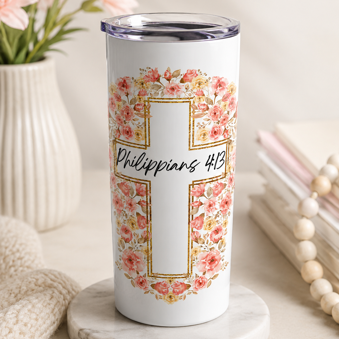 Christian Floral Tumbler
