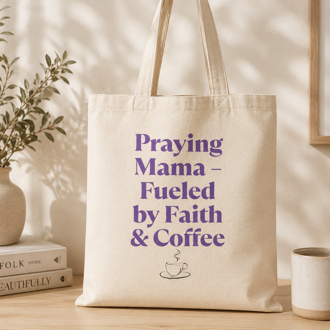 Praying Mama Faith & Coffee Tote Bag
