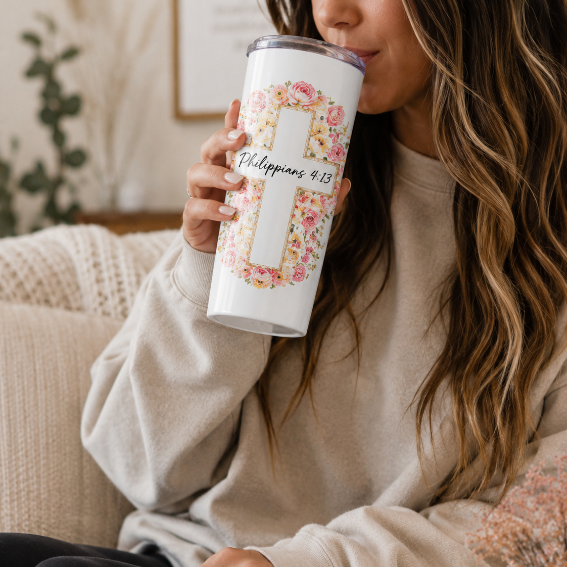 Christian Floral Tumbler