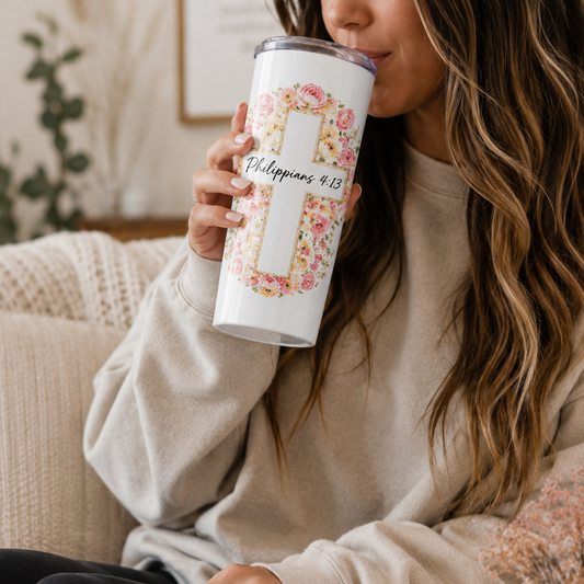 Christian Floral Tumbler